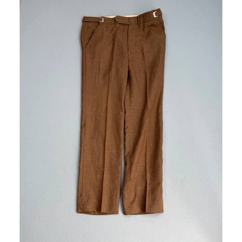 Vintage Jacobson's Pleated Trousers Men's 33x31 Brown Pants 70s Old Money Loose